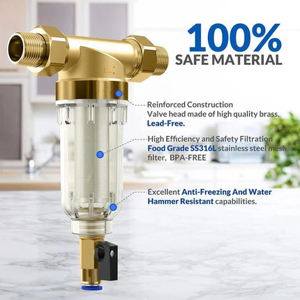 Reusable Whole House DC5P-40/200 Spin Down Sediment Water Filter, BPA-Free - PrecipFilter