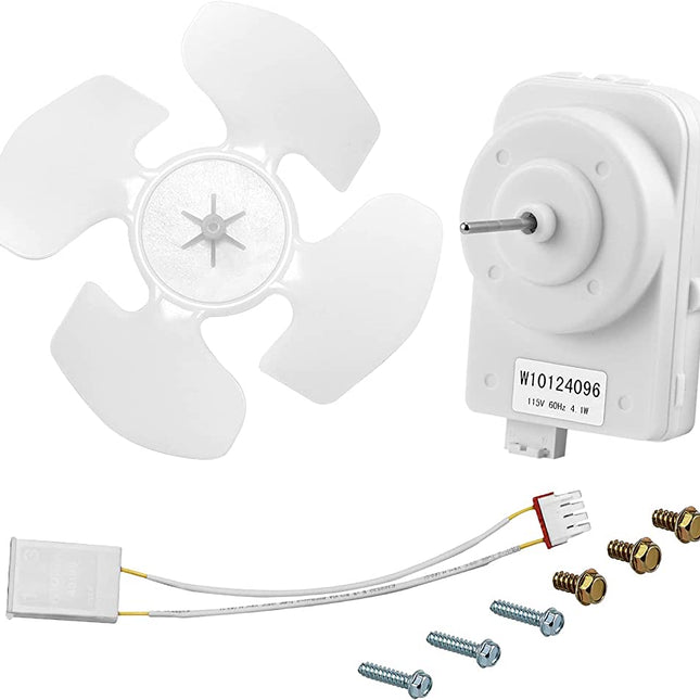 W10124096 Refrigerator Condenser Fan Motor Kit For Whirlpool AP431865, PS1957416 - PrecipFilter