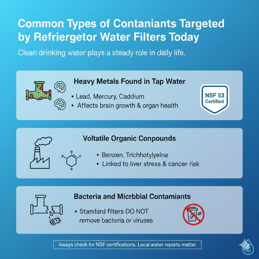 Common Types of Contaminants Targeted by Refrigerator Water Filters Today