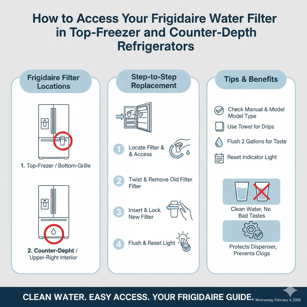 How to Access Frigidaire Water Filters by Refrigerator Type