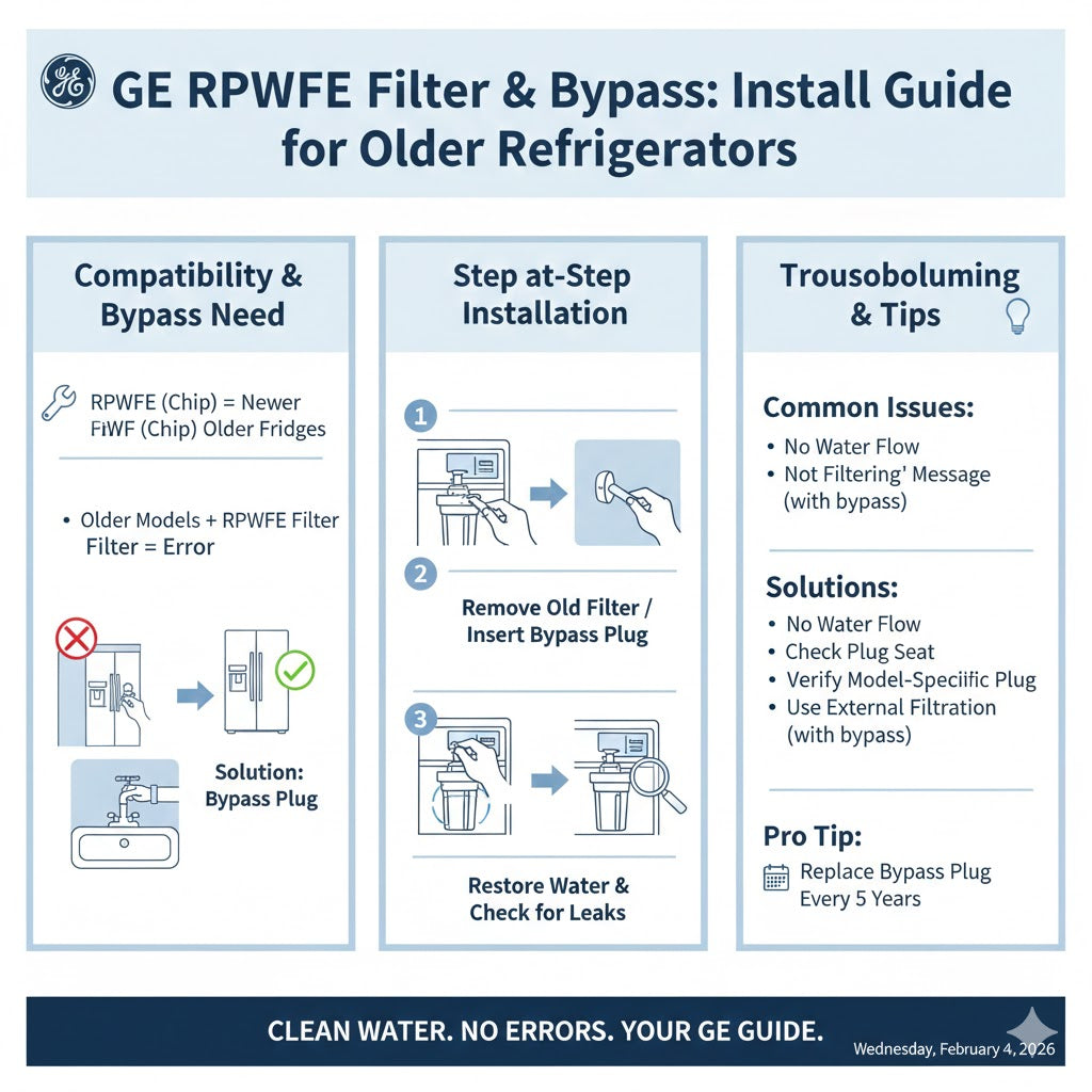 How to Install a GE RPWFE Filter with a Bypass on Older Refrigerators