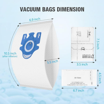 10 Pack 3D Airclean Bags Replacement with 3 Motor Protection Filters and 3 Clean Filters for Miele GN Vacuum Cleaner Bags - PrecipFilter