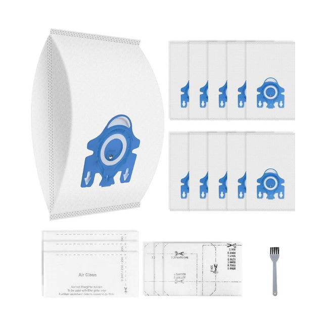 10 Pack 3D Airclean Bags Replacement with 3 Motor Protection Filters and 3 Clean Filters for Miele GN Vacuum Cleaner Bags - PrecipFilter