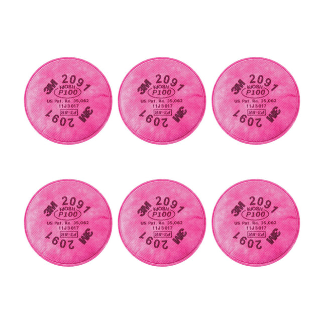 3M 2091 P100 Particulate Filter, Pink, 3 Pairs - PrecipFilter