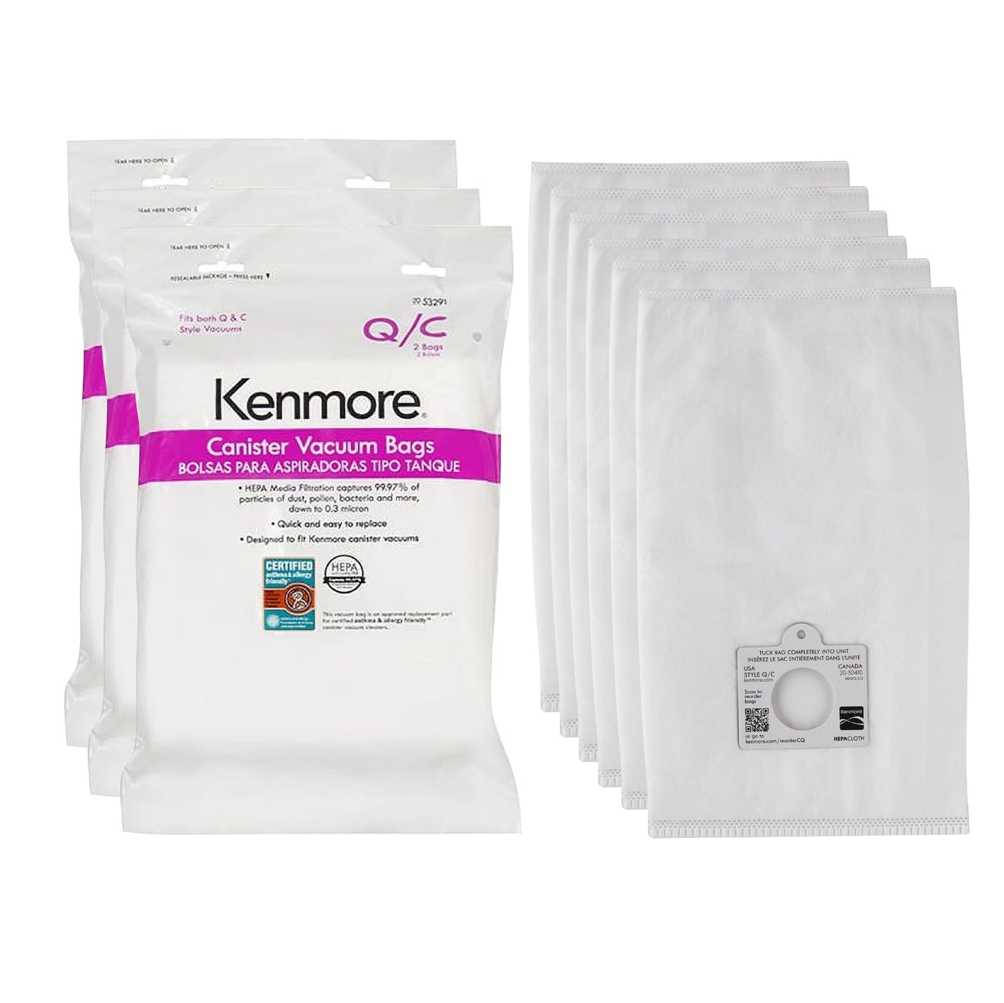 Kenmore 53291 Q/C HEPA Vacuum Bags for Canister Vacuums