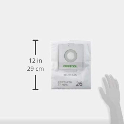 Festool 496187 Selfclean Filter Bag For CT 26, 5 - Piece Pack - PrecipFilter