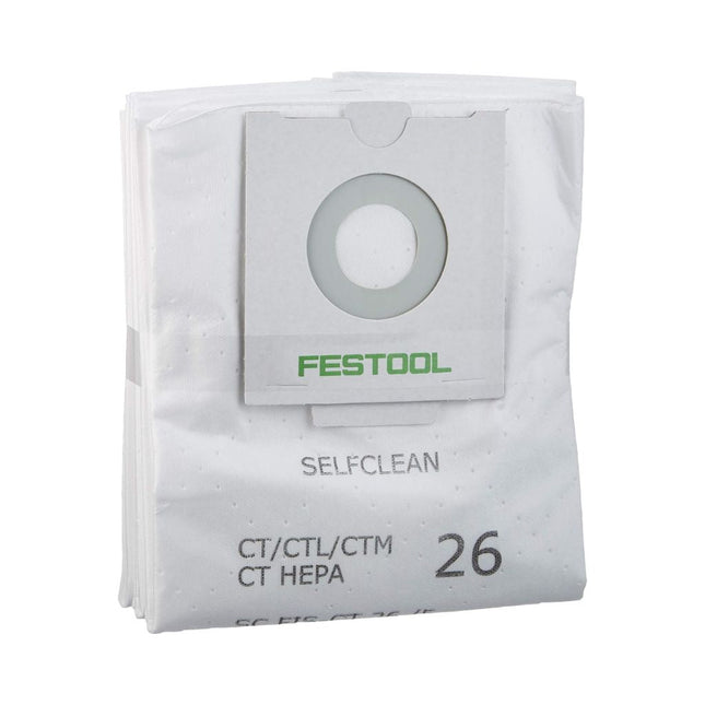 Festool 496187 Selfclean Filter Bag For CT 26, 5 - Piece Pack - PrecipFilter