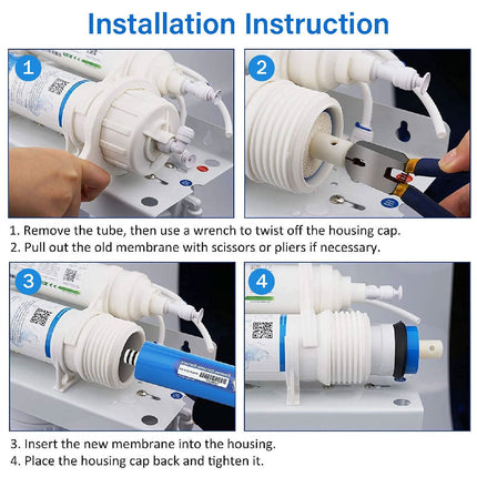 Membrane Solutions RO 50/75/100/ 150 GPD Reverse Osmosis Filter Replacement for Under - Sink Water Purifier Systems - PrecipFilter
