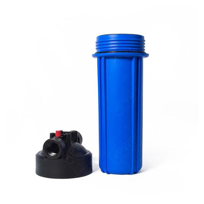 Standard 2.5x10" Blue Whole House Water Filter Housing with 3/4" NPT & Pressure Release - PrecipFilter