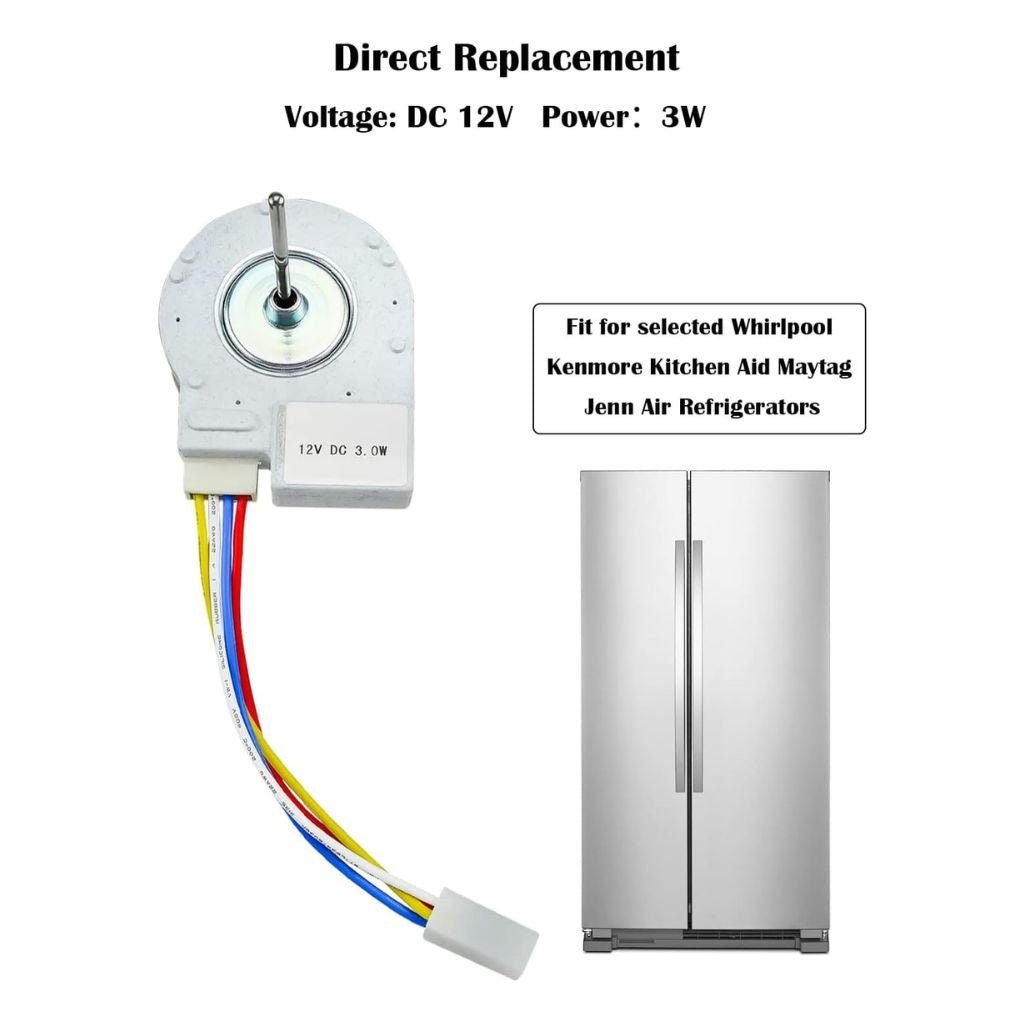 W10822580 Refrigerator Evaporator Fan Motor for Whirlpool, Maytag, and Kenmore - Compatible with W10255195, 2259385, 4283312 - PrecipFilter