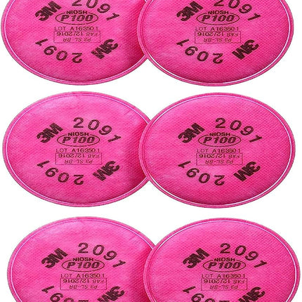 3M 2091 P100 Particulate Filter, Pink, 3 Pairs - PrecipFilter