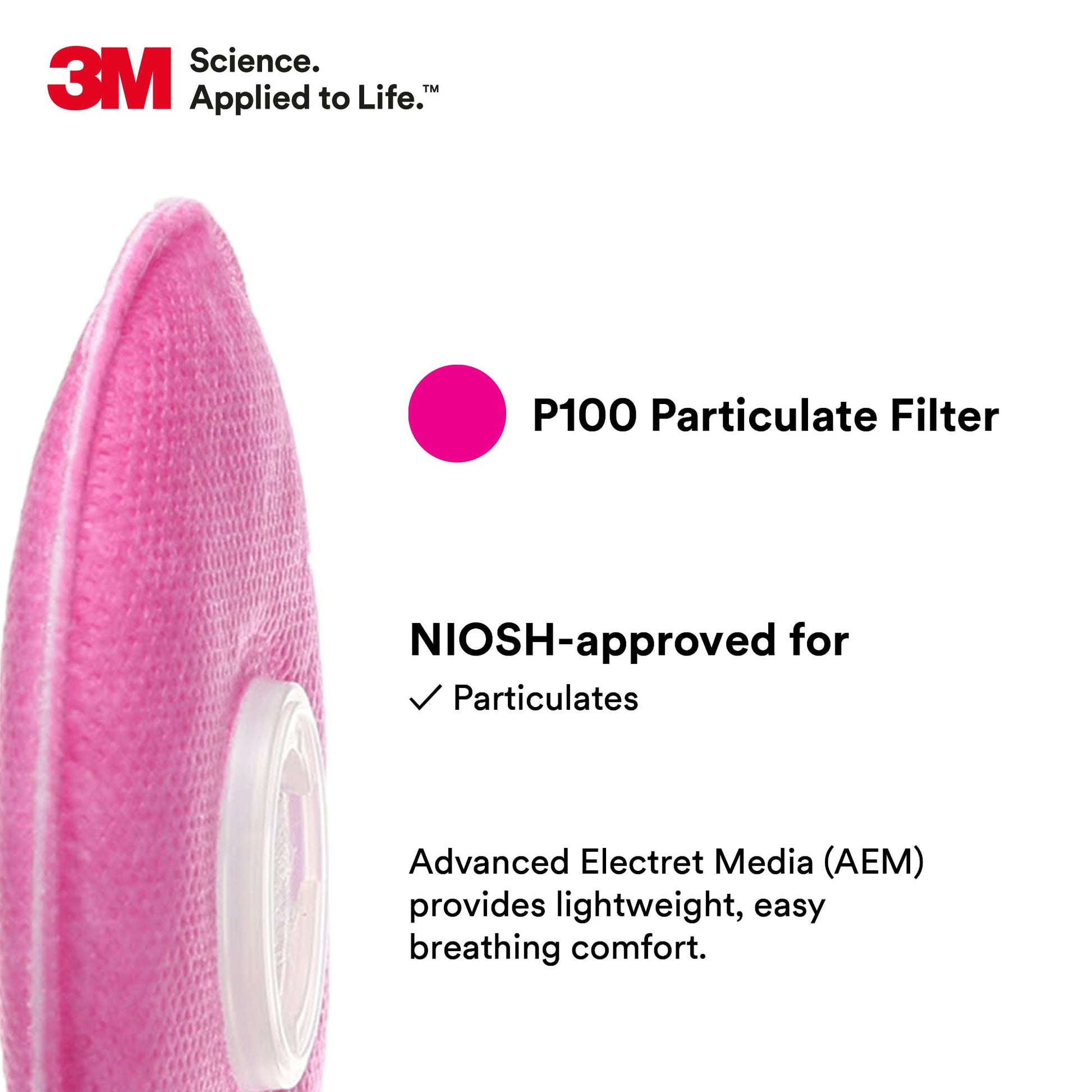 3M 2091 P100 Particulate Filter, Pink, 3 Pairs - PrecipFilter