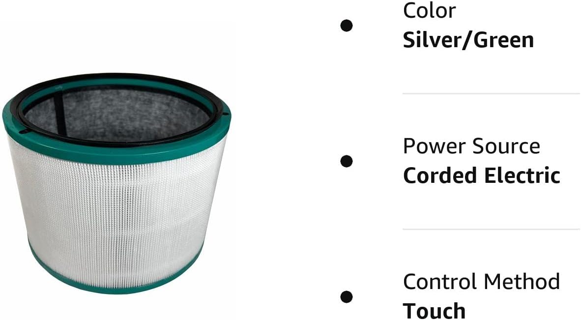 Dyson 360° Glass HEPA Filter (HP01, HP02, DP01) Air Purifier Replacement, 1 Count, Silver/Green - PrecipFilter