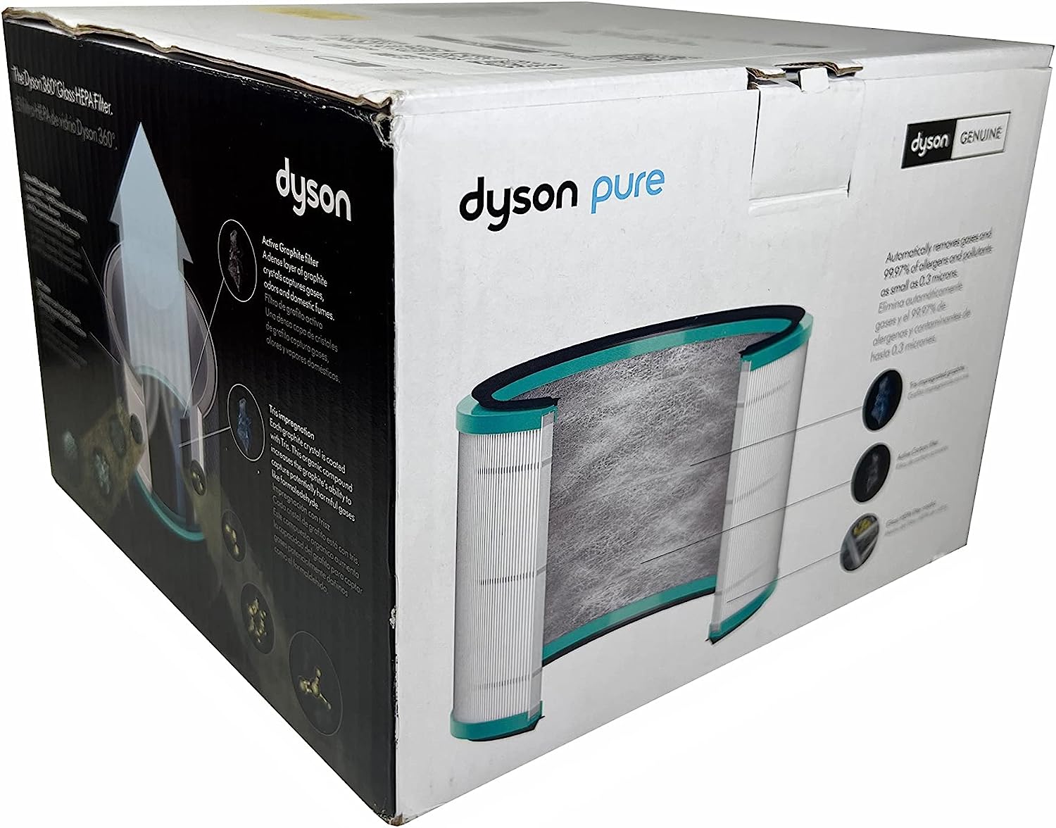 Dyson 360° Glass HEPA Filter (HP01, HP02, DP01) Air Purifier Replacement, 1 Count, Silver/Green - PrecipFilter