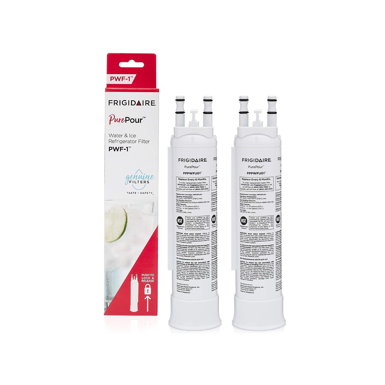 Frigidaire FPPWFU01 PWF-1 Refrigerator Water Filter – 1 Pack, Fresh & Clean Ice
